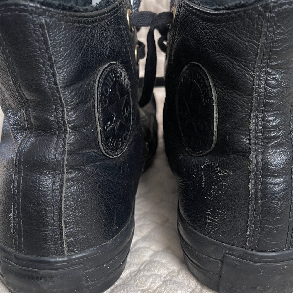 Black leather Converse High-top Women’s 8 - Picture 4 of 8